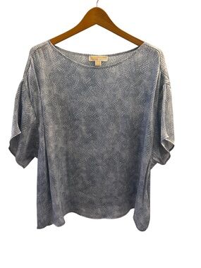 Michael Kors Light Blue Silky Printed Dolman Sleeve Tunic 1X